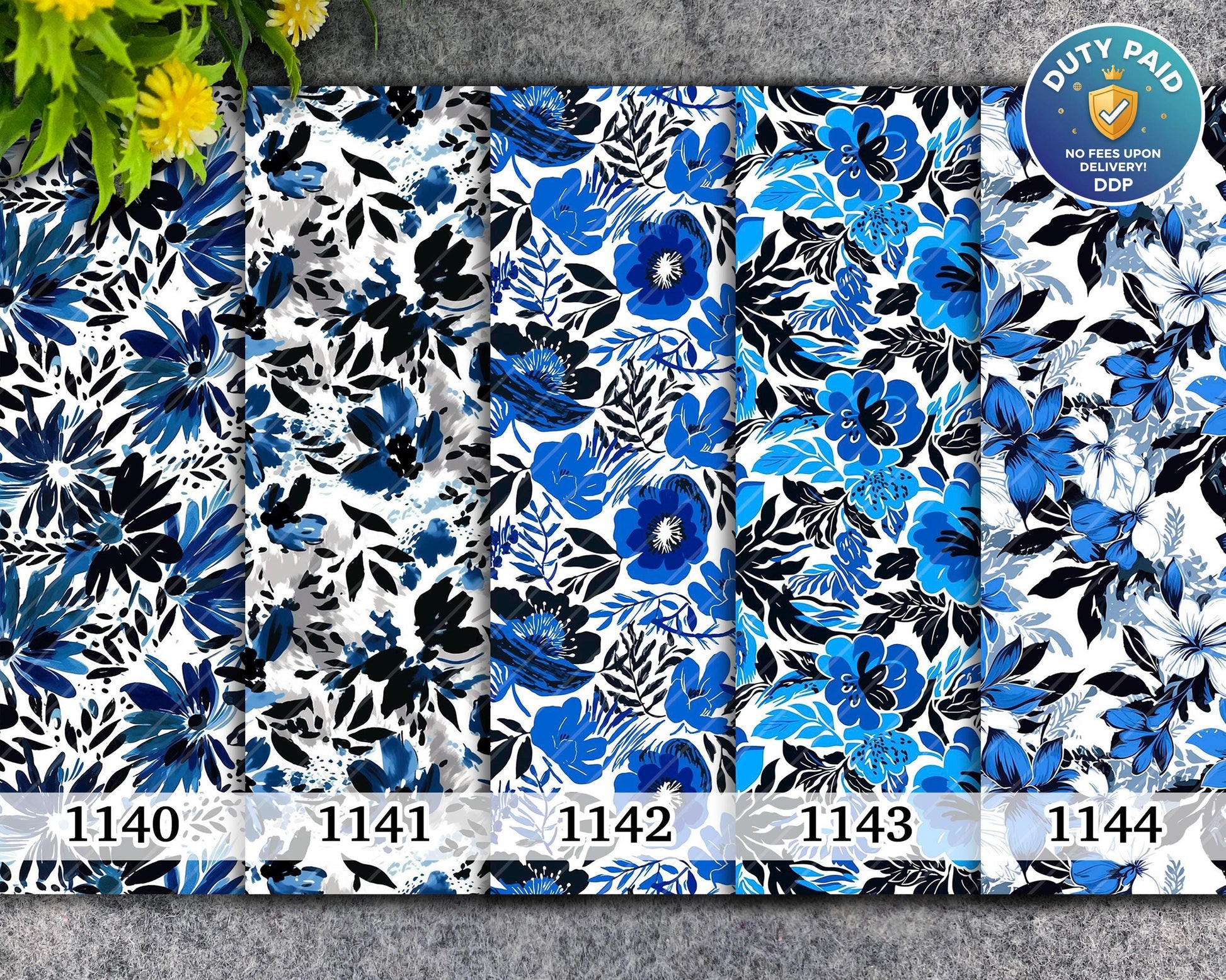 Blue Floral Transfer Paper for Polymer Clay (4x5.5 inch)