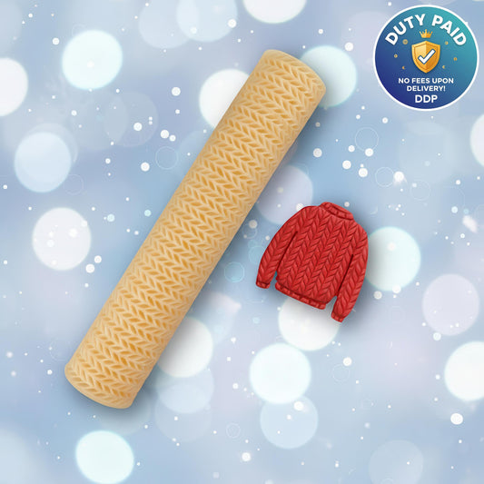 Knit Texture Roller for Polymer Clay, Clay Tools, Diy Earrings, Knit Sweater Patterned Polymer Clay Roller, Christmas roller #112