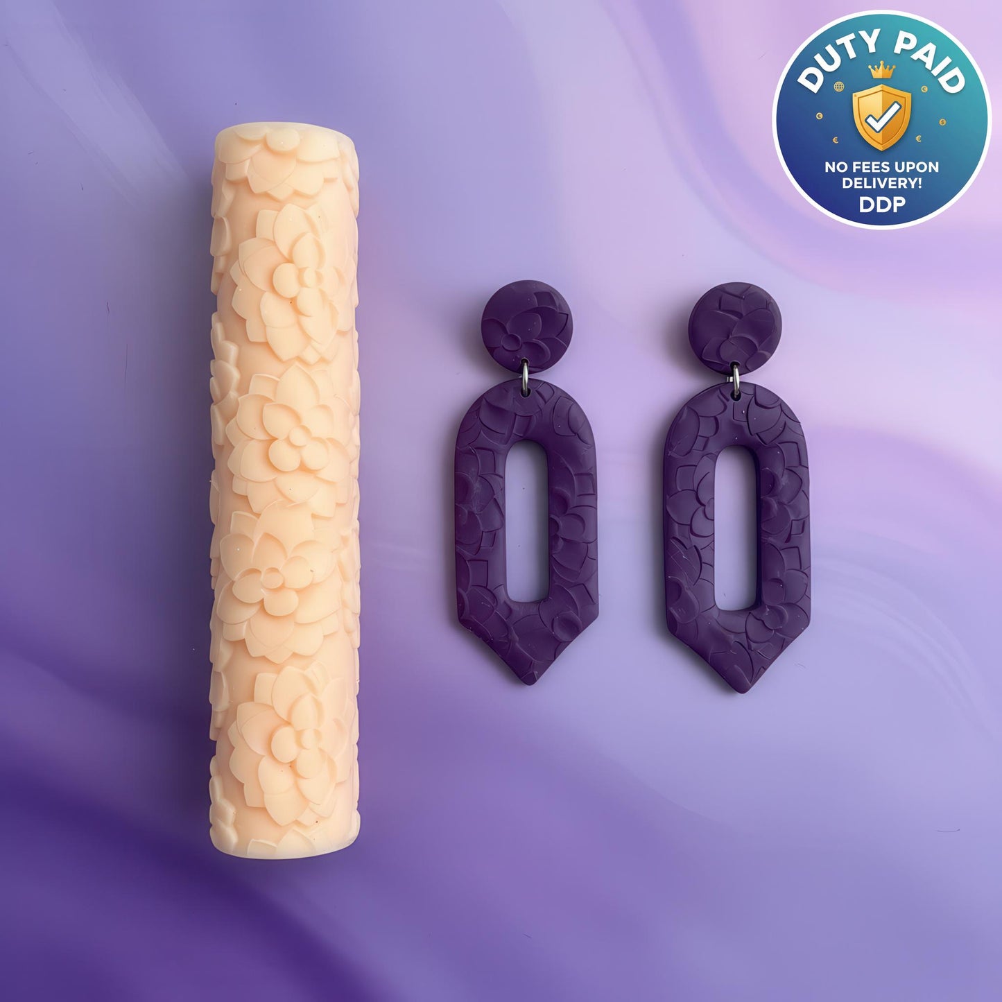 Floral Clay Texture Roller, Polymer Clay Texture Roller, Resin Hand Roller for Polymer Clay, Polymer Clay Tools #108