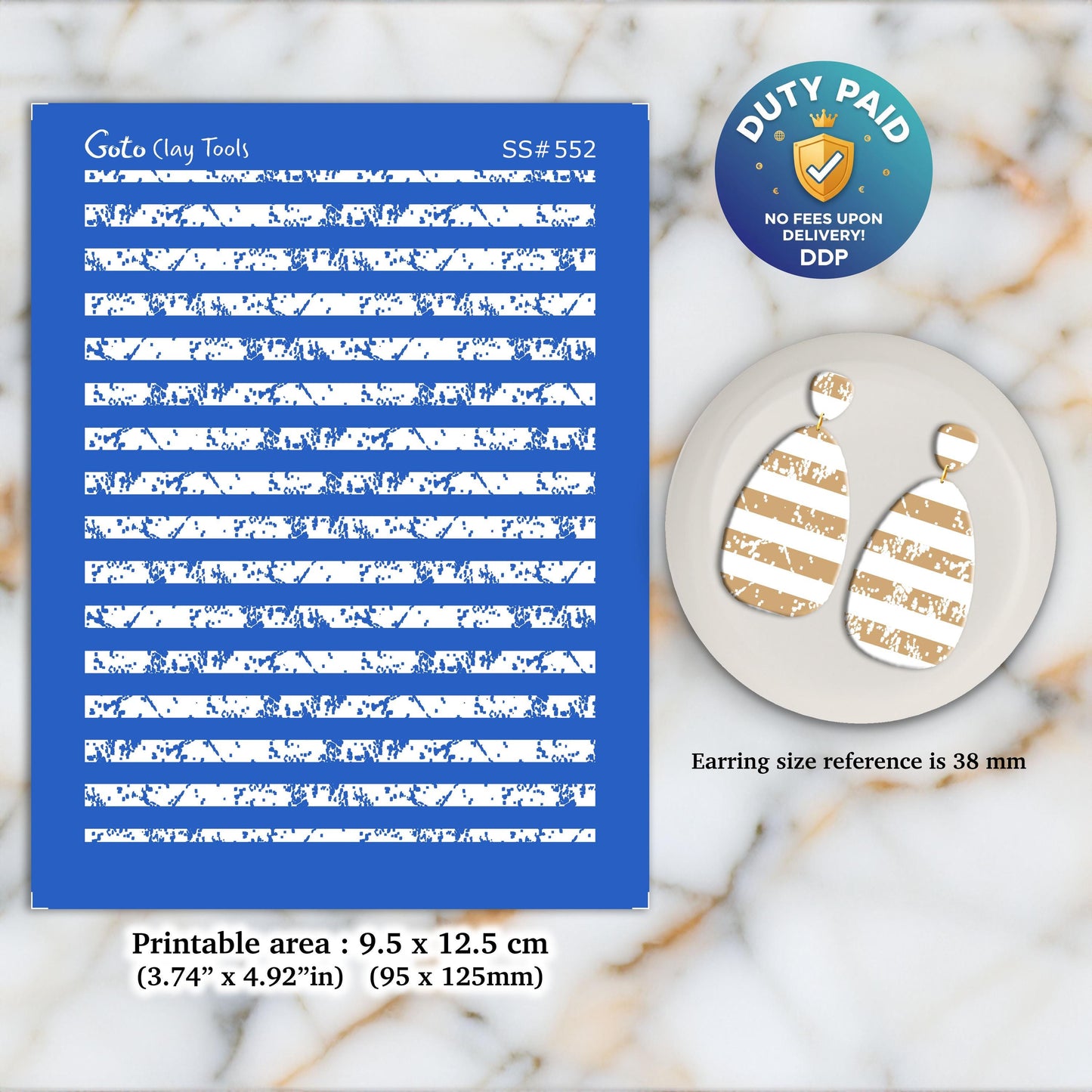 Abstract Lines Silkscreen for Polymer Clay Earrings: 3.74" x 4.92" SS#552