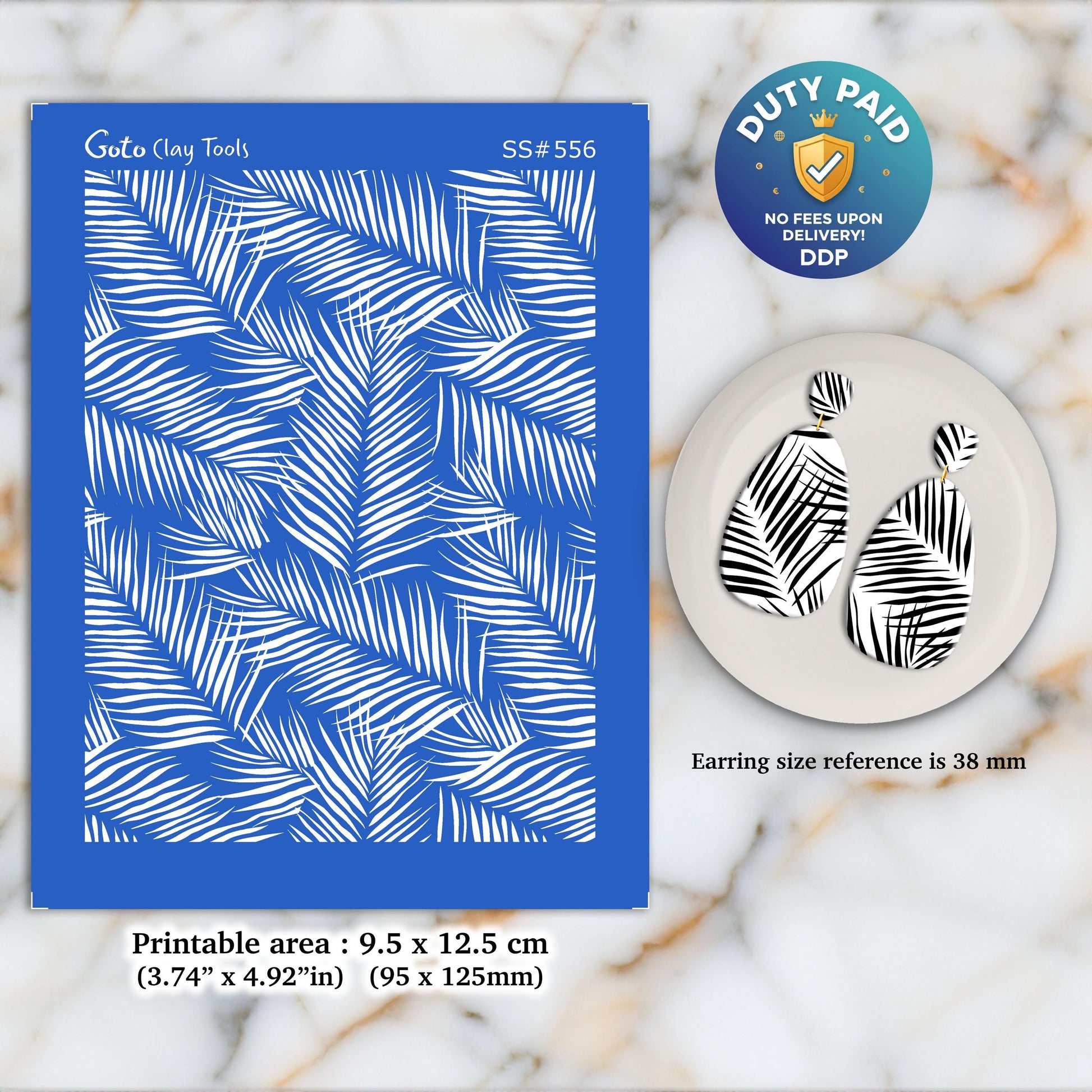 Palm Leaves Silkscreen for Polymer Clay Earring making, Clay Stencils, Clay Earring Silkscreen, Polymer Clay Supplies SS#556