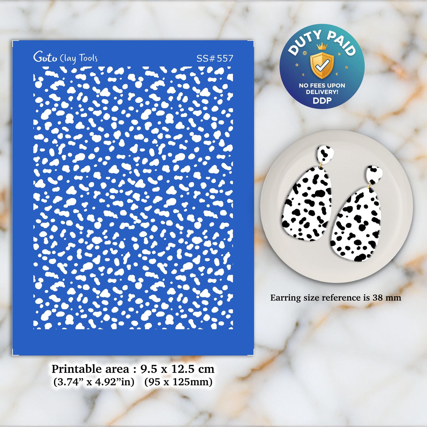 Dalmatian Print Silkscreen for Polymer Clay Earrings: Jewelry Making SS#557