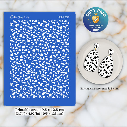 Dalmatian Print Silkscreen for Polymer Clay Earrings: Jewelry Making SS#557