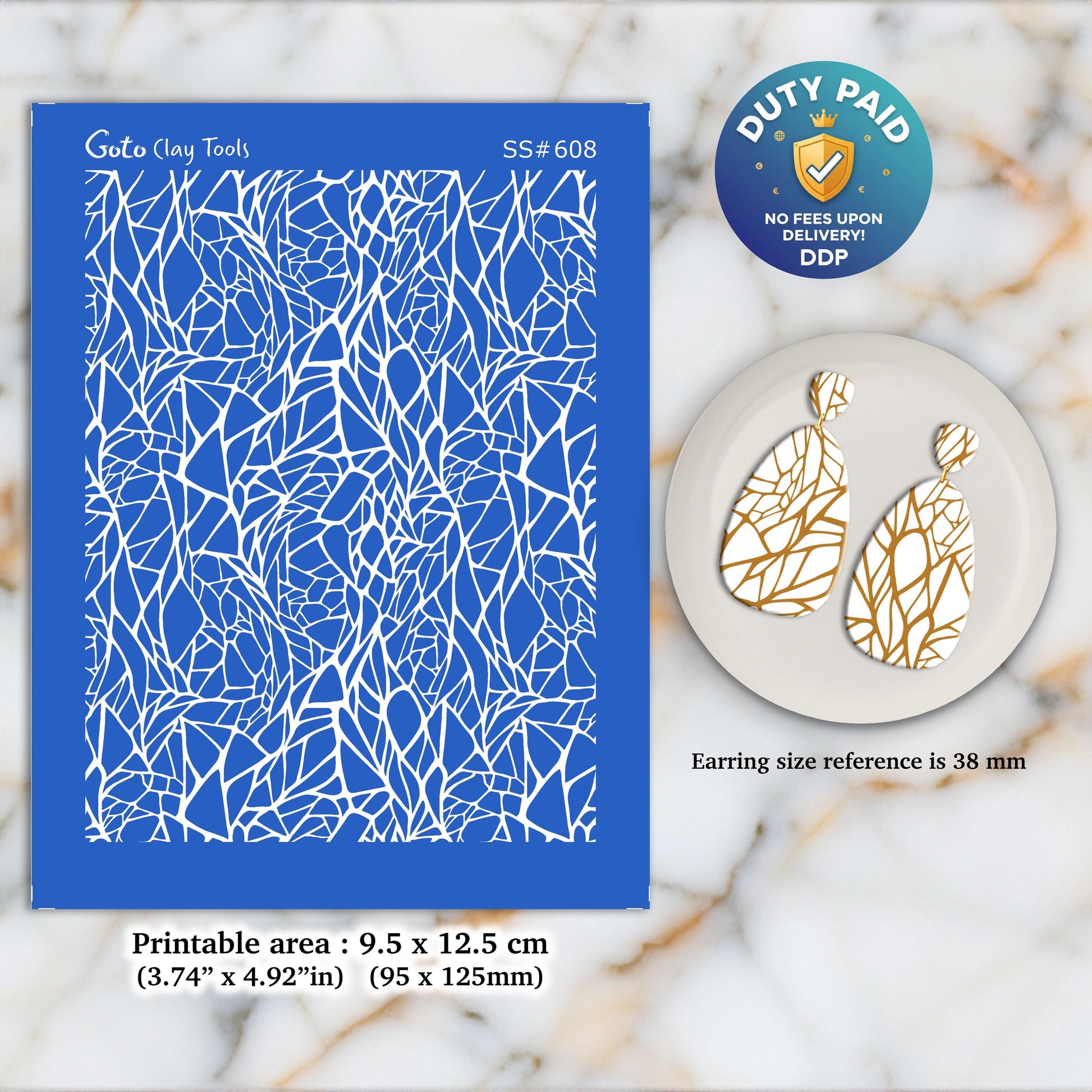 Crackle Silkscreen for Polymer Clay Earrings: Jewelry Making Stencil SS#608