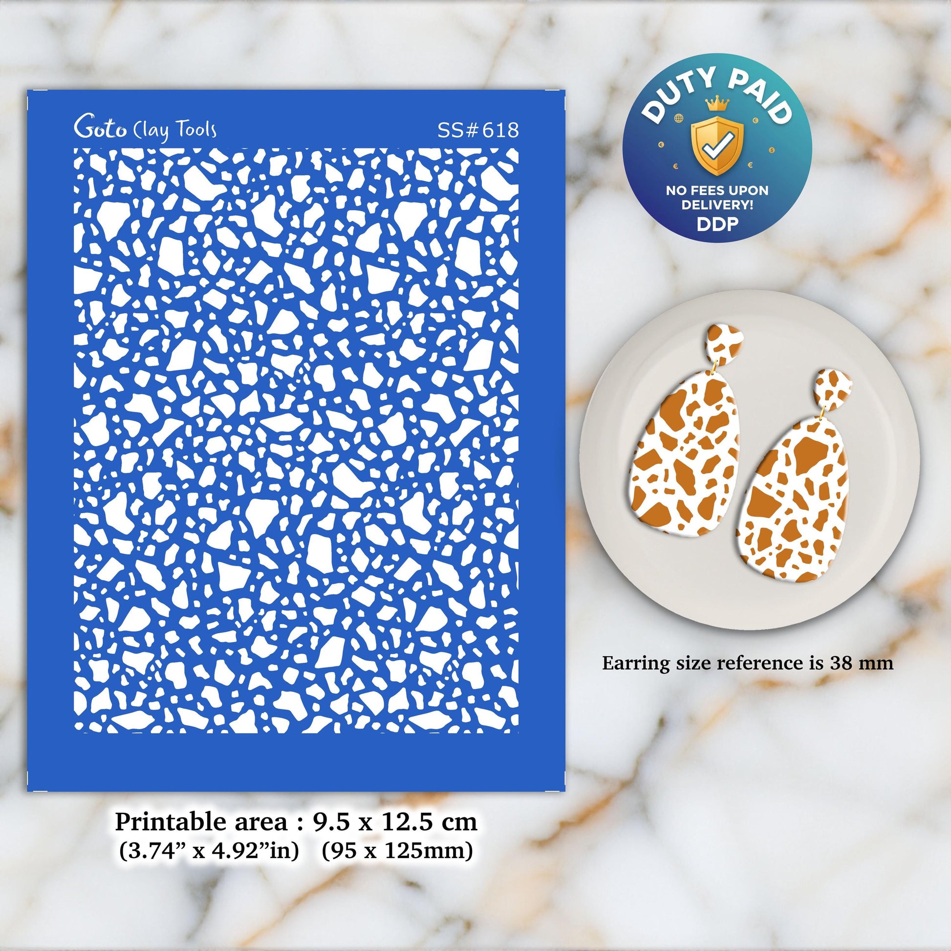 Terrazzo Silkscreen for Polymer Clay Earrings: Jewelry Making Supplies SS#618