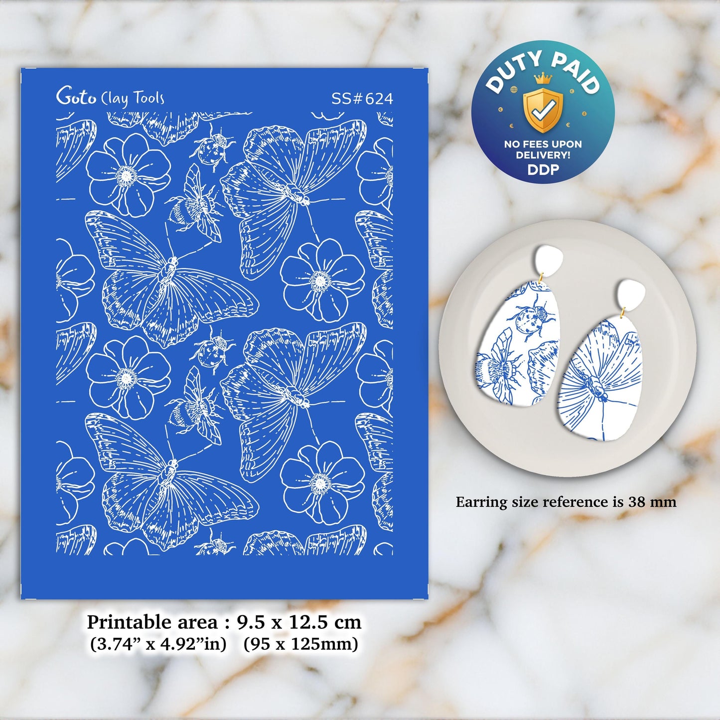 Butterly moth Silkscreen for Polymer Clay Earring making, Clay Stencils, Clay Earring Silkscreen, Polymer Clay Supplies SS#624