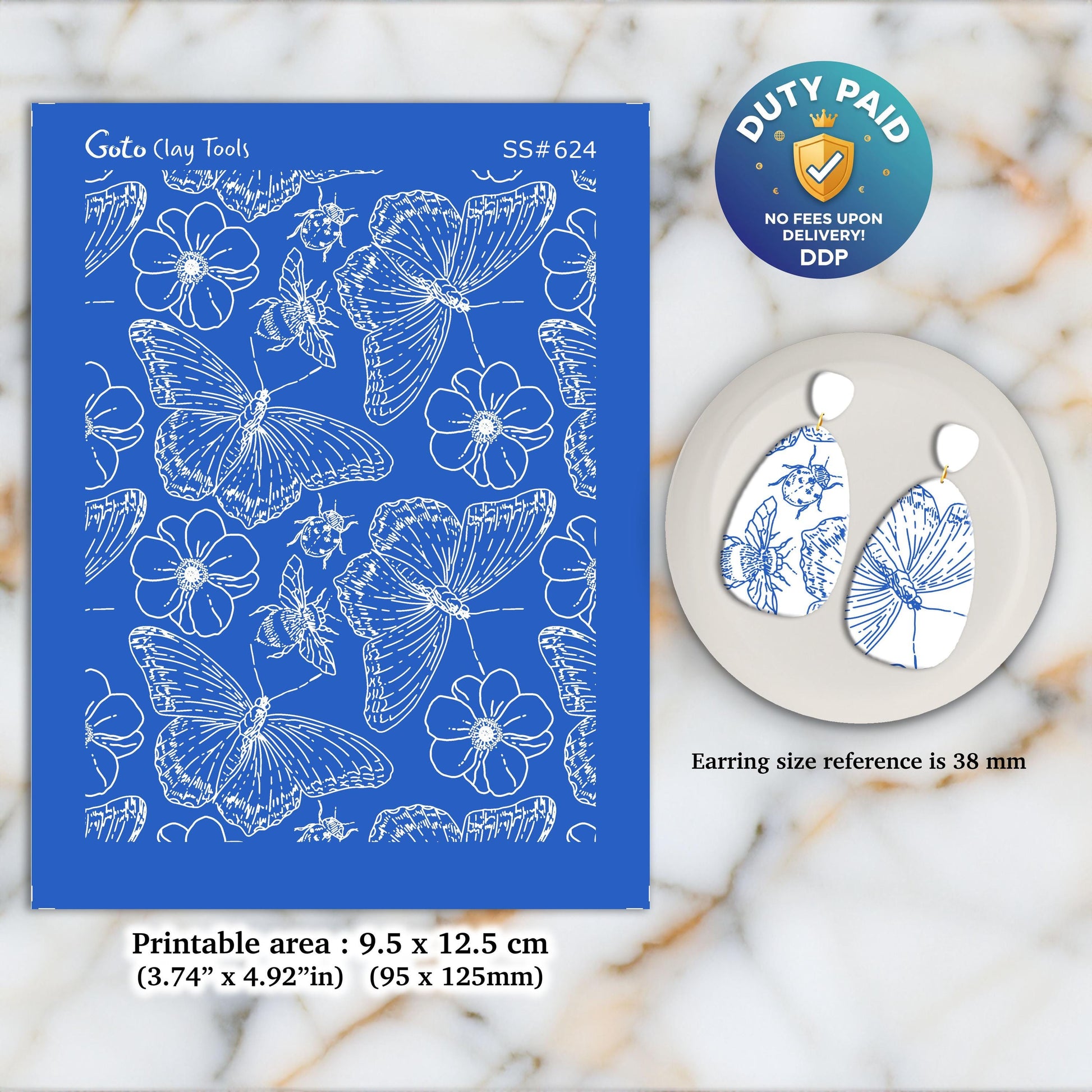 Butterly moth Silkscreen for Polymer Clay Earring making, Clay Stencils, Clay Earring Silkscreen, Polymer Clay Supplies SS#624