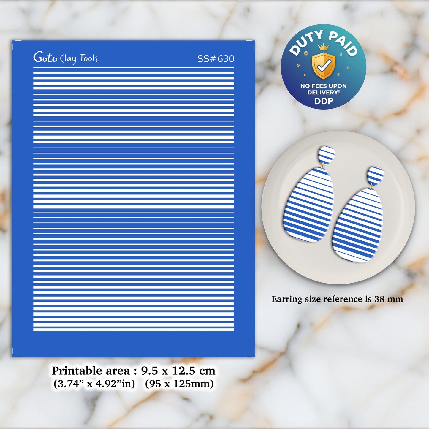 Gradient Silkscreen for Polymer Clay Earrings: Jewelry Making Stencil SS#630