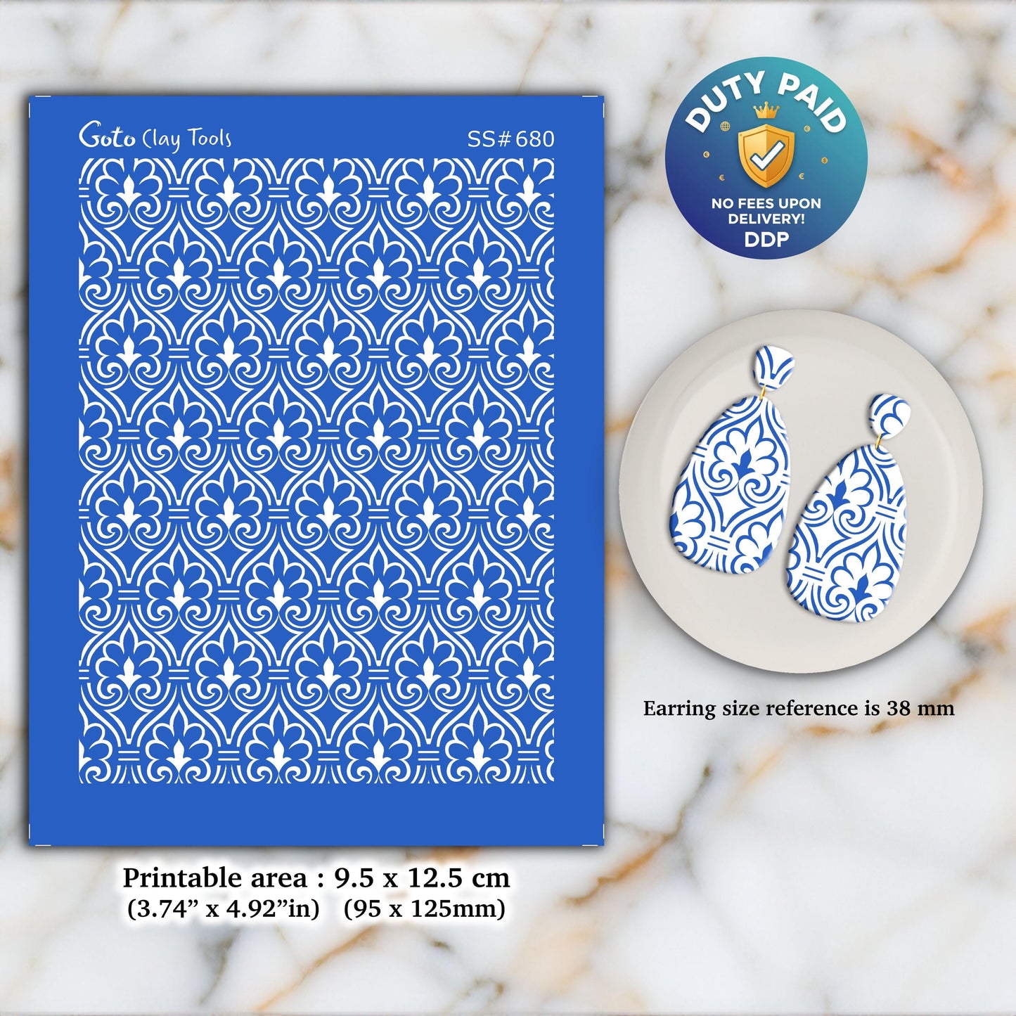 Polymer Clay Earring Silkscreen: Clay Stencil for Jewelry Making SS#680