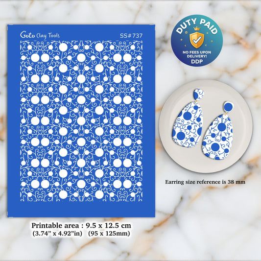 Silkscreen for Polymer Clay Earring Making: Clay Stencil (9.5x12.5cm) SS#737