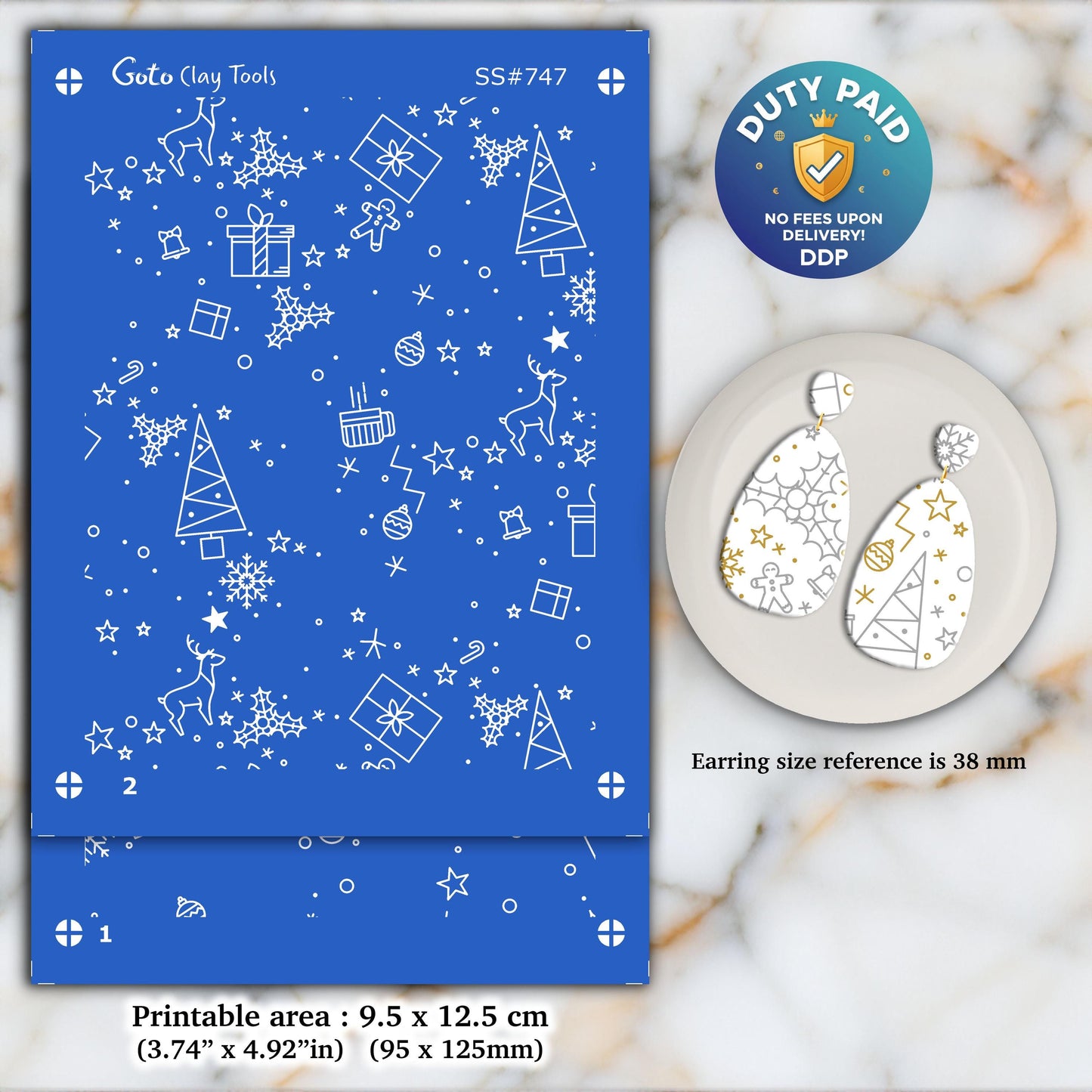 Silkscreen for Polymer Clay Earrings: Clay Stencil, Jewelry Making SS#747