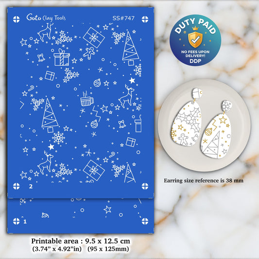 Silkscreen for Polymer Clay Earrings: Clay Stencil, Jewelry Making SS#747