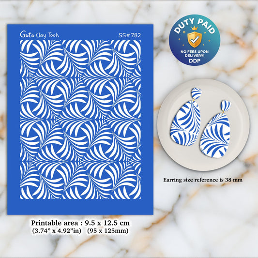 Art Deco Scallop Silkscreen: Polymer Clay Earring Stencil (3.74x4.92" Printable Area) SS#782