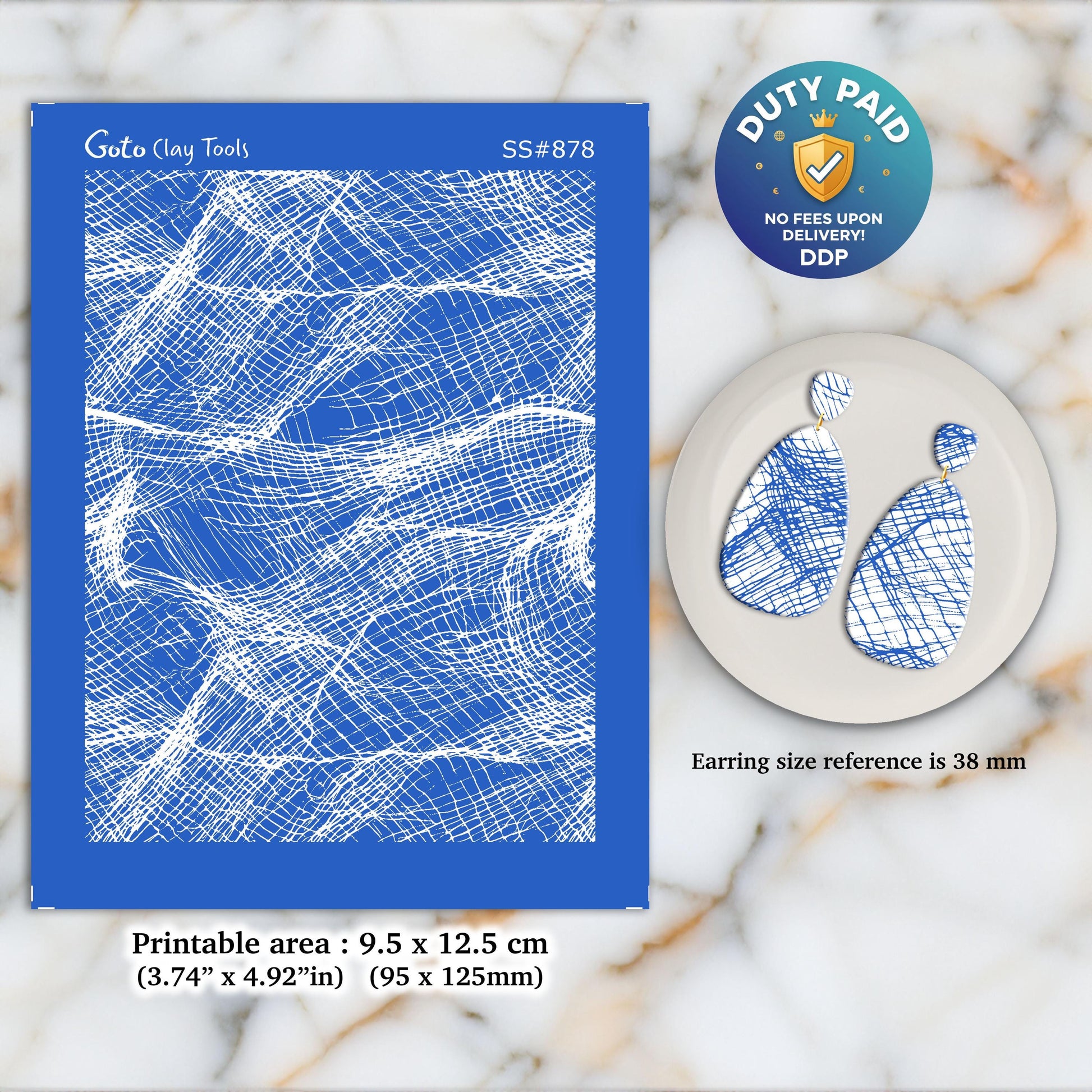 Torn Cheesecloth Silkscreen for Polymer Clay Earrings: 3.74x4.92" SS#878