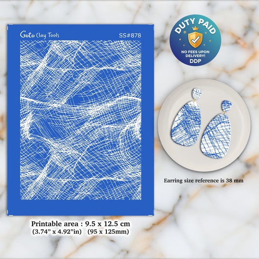 Torn Cheesecloth Silkscreen for Polymer Clay Earrings: 3.74x4.92" SS#878