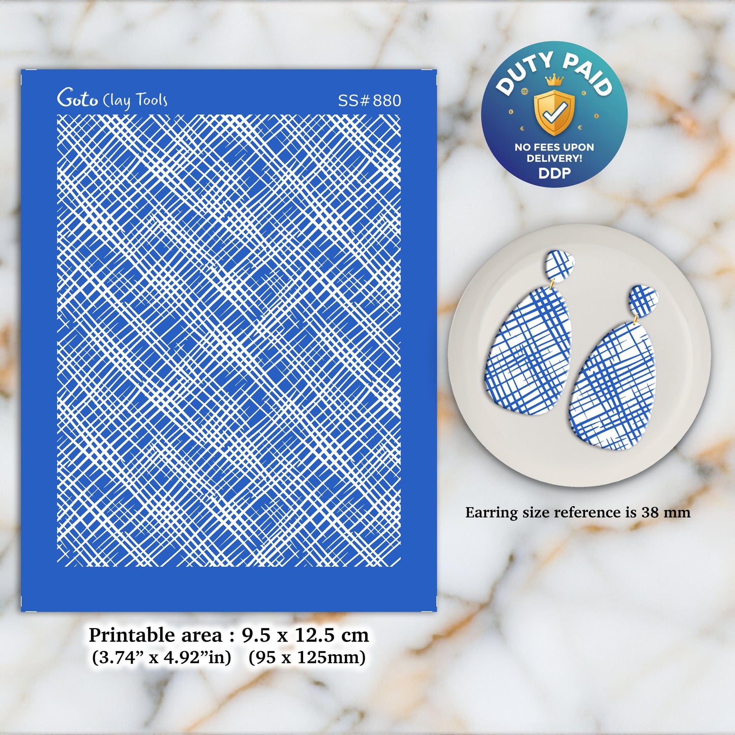 Criss Cross Silkscreen for Polymer Clay Earring making, Clay Stencils, Clay Earring Silkscreen, Polymer Clay Supplies SS#880