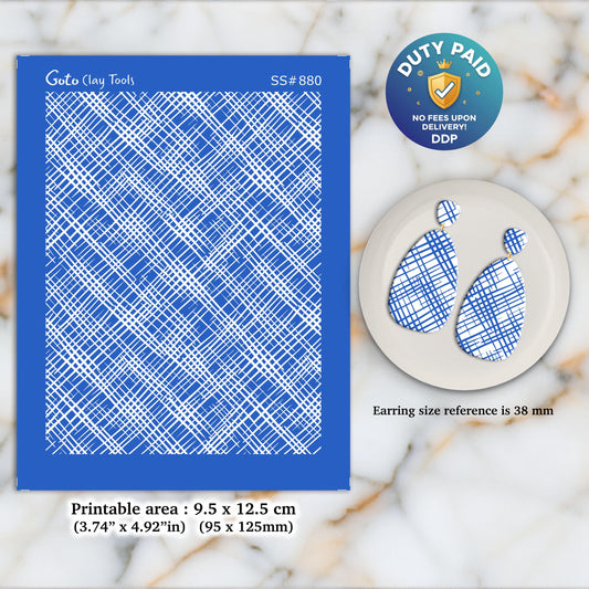 Criss Cross Silkscreen for Polymer Clay Earring making, Clay Stencils, Clay Earring Silkscreen, Polymer Clay Supplies SS#880
