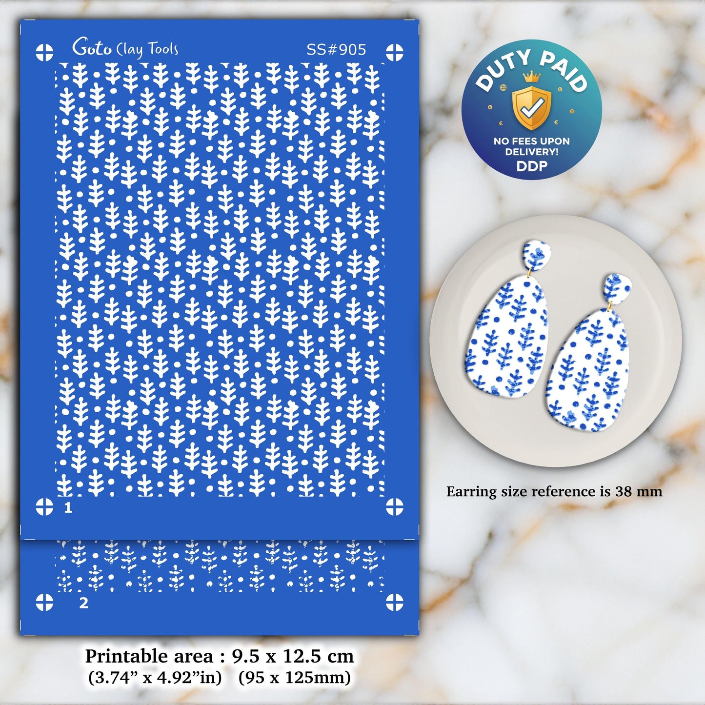 2 layers Indian style Silkscreen for Polymer Clay Earring making, Clay Stencils, Clay Earring Silkscreen, Polymer Clay Supplies SS#905