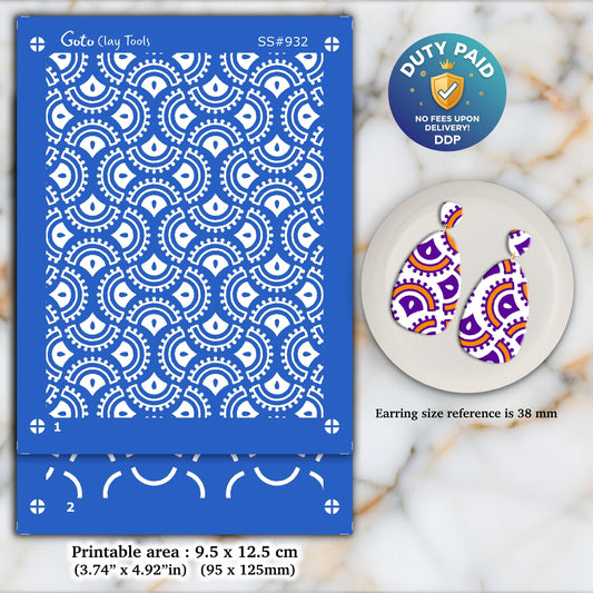 2 layers Indian Silkscreen for Polymer Clay Earring making, Clay Stencils, Clay Earring Silkscreen SS#932
