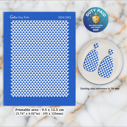 Tringle pattern Silkscreen for Polymer Clay Earring making, Clay Stencils, Clay Earring Silkscreen, Polymer Clay Supplies SS#1002
