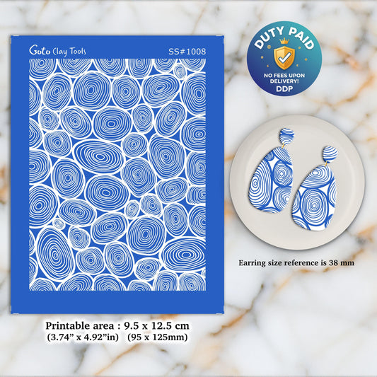 Circle Contour Silkscreen for Polymer Clay Earrings: Clay Stencil (SS#1008)