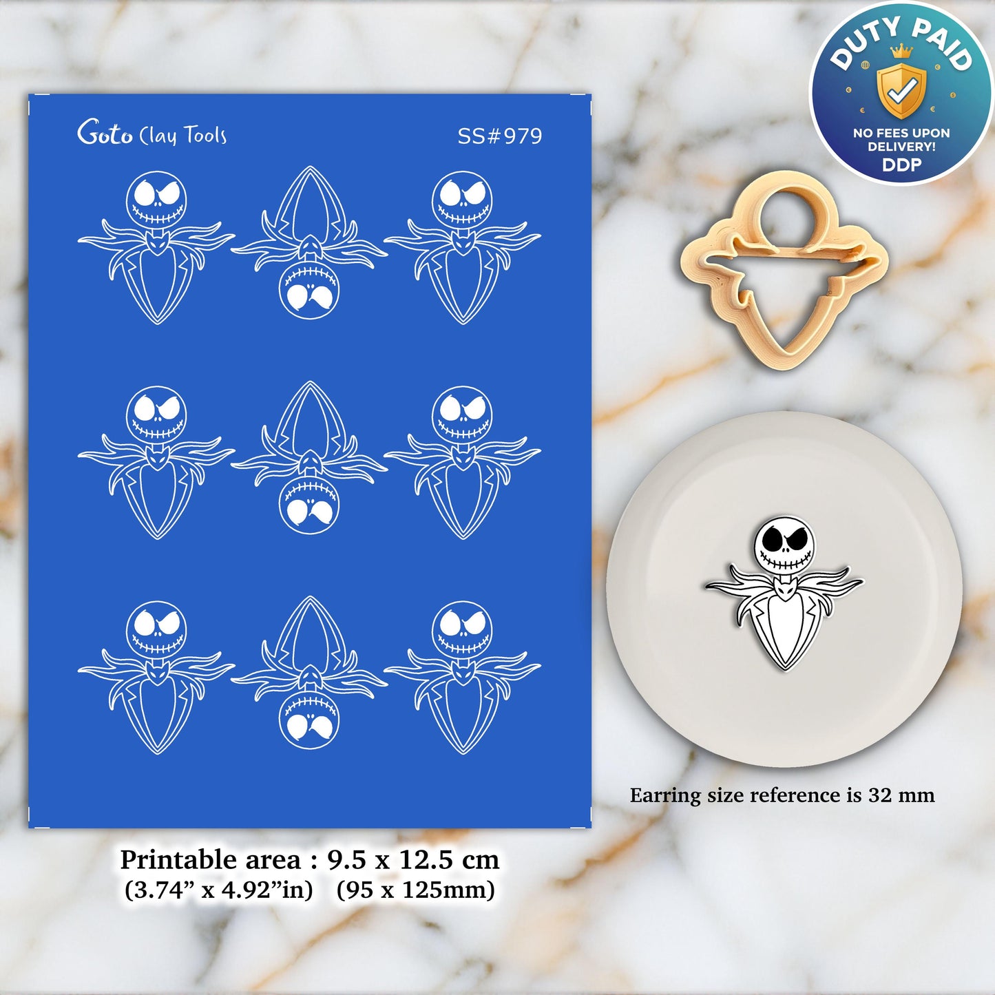 Halloween Jack Silkscreen for Polymer Clay Earring making, Clay Stencils, Clay Earring Silkscreen, Polymer Clay Supplies SS#979