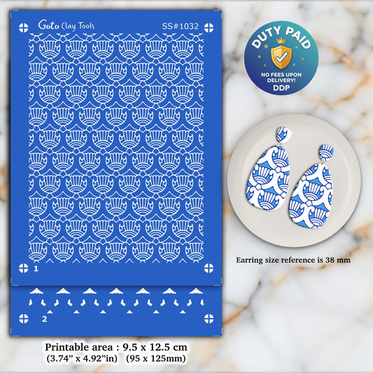 2 layers Ornamental Silkscreen for Polymer Clay Earring making, Clay Stencils, Clay Earring Silkscreen, Polymer Clay Supplies SS#1032