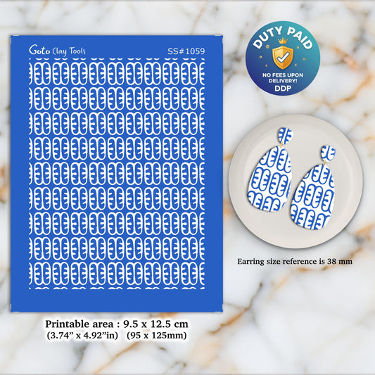 African Style Silkscreen for Polymer Clay Earring making, Clay Stencils, Clay Earring Silkscreen, Polymer Clay Supplies SS#1059