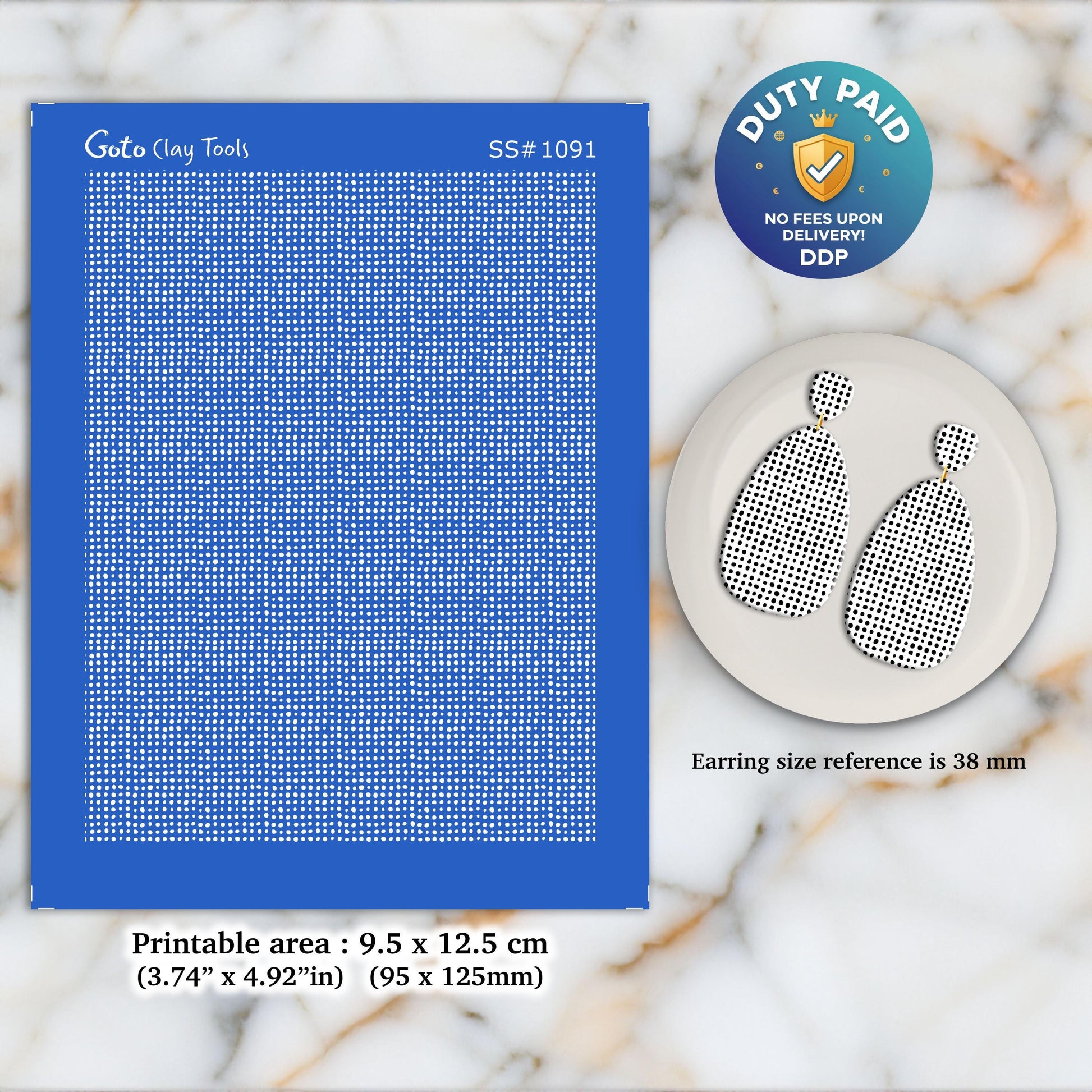 Abstract dots pattern Silkscreen for Polymer Clay Earring making, Clay Stencils, Clay Earring Silkscreen, Polymer Clay Supplies SS#1091