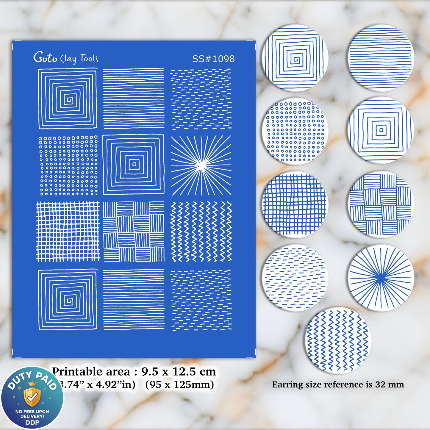 9 Abstract pattern Silkscreen for Polymer Clay Earring making, Clay Stencils, Clay Earring Silkscreen, Polymer Clay Supplies SS#1098