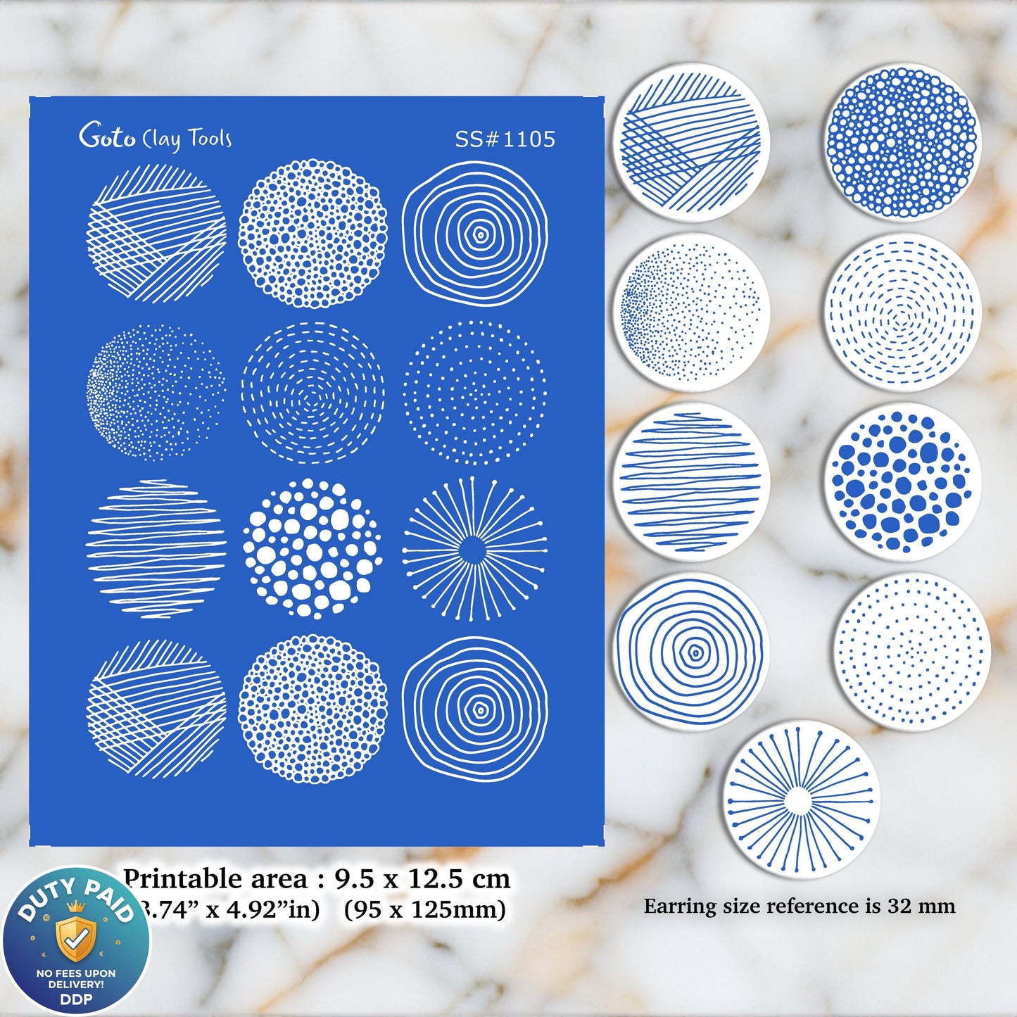 9 Abstract circles pattern Silkscreen for Polymer Clay Earring making, Clay Stencils, Clay Earring Silkscreen, Polymer Clay Supplies SS#1105
