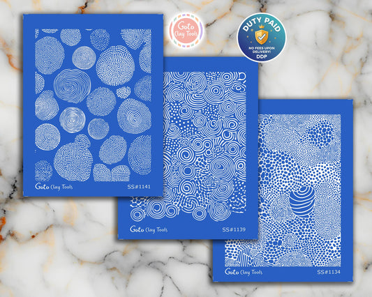 Zentangle Silk screens for Polymer Clay, Clay Stencils, Polymer Clay Silkscreens, Silk screens for Clay, Polymer Clay Silk screens R1SS3