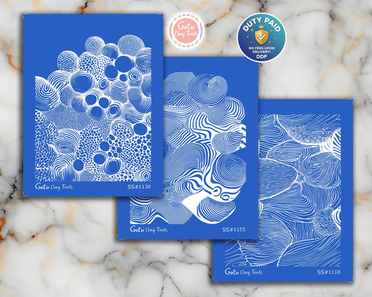 Zentangle Silk screens for Polymer Clay, Clay Stencils, Polymer Clay Silkscreens, Silk screens for Clay, Polymer Clay Silk screens R1SS7