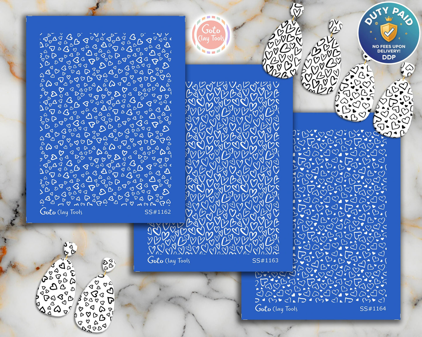 Heart Silkscreen for Polymer Clay Earrings: Jewelry Making Stencil (9.5x12.5cm Printable Area)