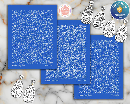Heart Silkscreen for Polymer Clay Earrings: Jewelry Making Stencil (9.5x12.5cm Printable Area)