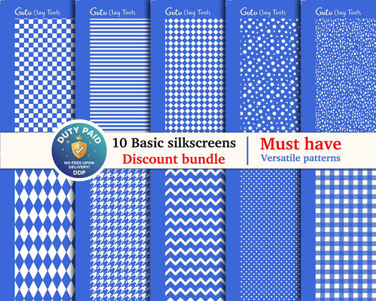 10 Basic Silkscreens for polymer clay, Discount bundle