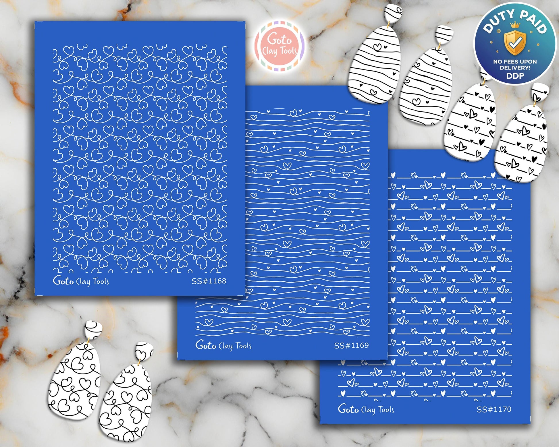 Heart String Polymer Clay Silkscreen for Earring Making (3.74x4.92" Printable Area