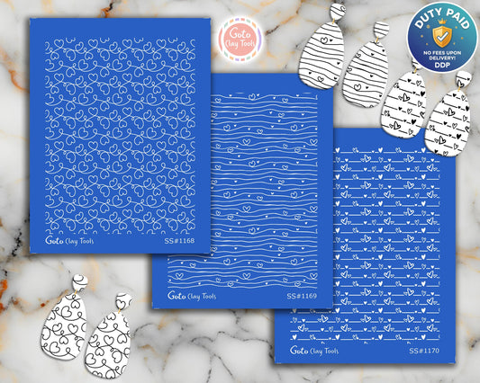 Heart String Polymer Clay Silkscreen for Earring Making (3.74x4.92" Printable Area