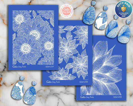 Detailed Floral Petal Silkscreen for Polymer Clay | Mandala Flower Pattern | Abstract Botanical Texture 9.5×12.5 cm #SS26-23