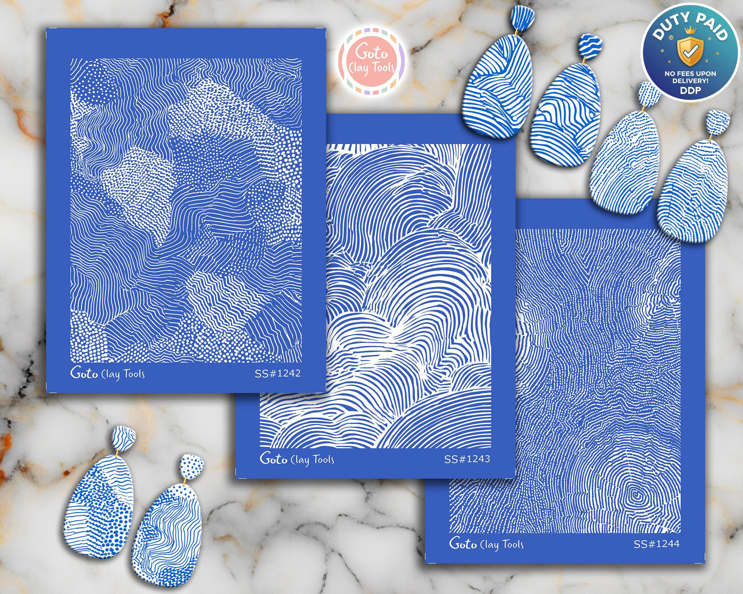 Organic Topographic Flow & Layered Swirl Silkscreen for Polymer Clay | Abstract Contour Line Texture Print Screen 9.5×12.5 cm#SS26-18