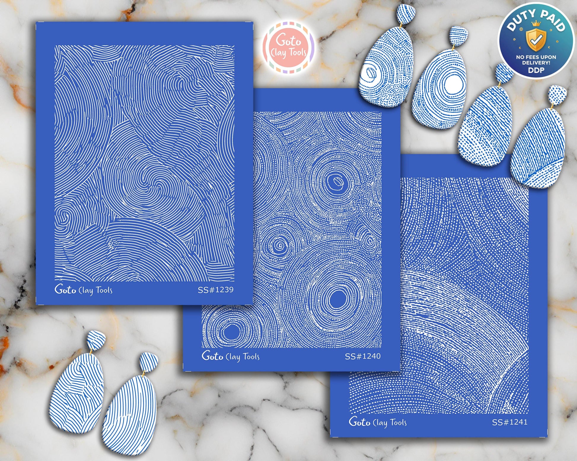 Topographic Swirl & Concentric Ring Silkscreen for Polymer Clay | Organic Contour Line Texture Print Screen 9.5×12.5 cm #SS26-17