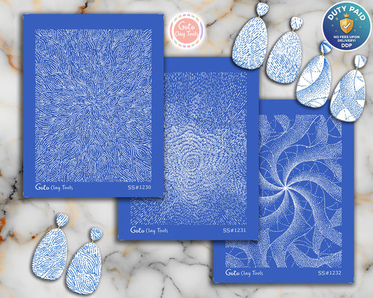 Radiating Spiral & Organic Flow Silkscreen for Polymer Clay | Abstract Burst Line Texture Print Screen 9.5×12.5 cm #SS26-14