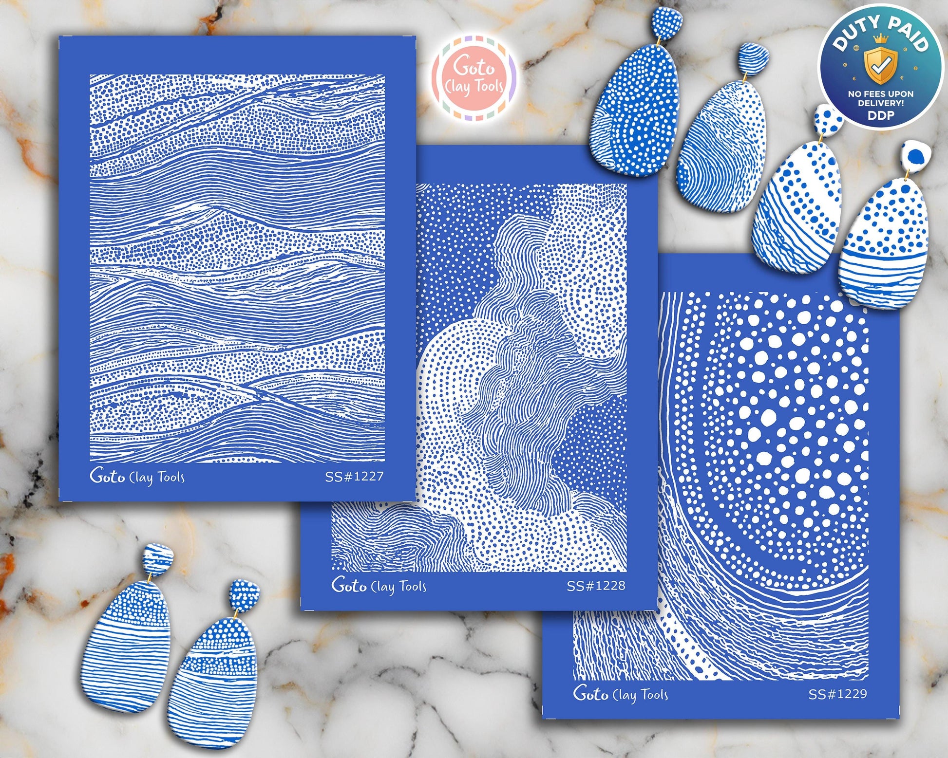 Organic Wave & Flowing Line Silkscreen for Polymer Clay | Abstract Landscape Dot Texture Print Screen 9.5×12.5 cm #SS26-13