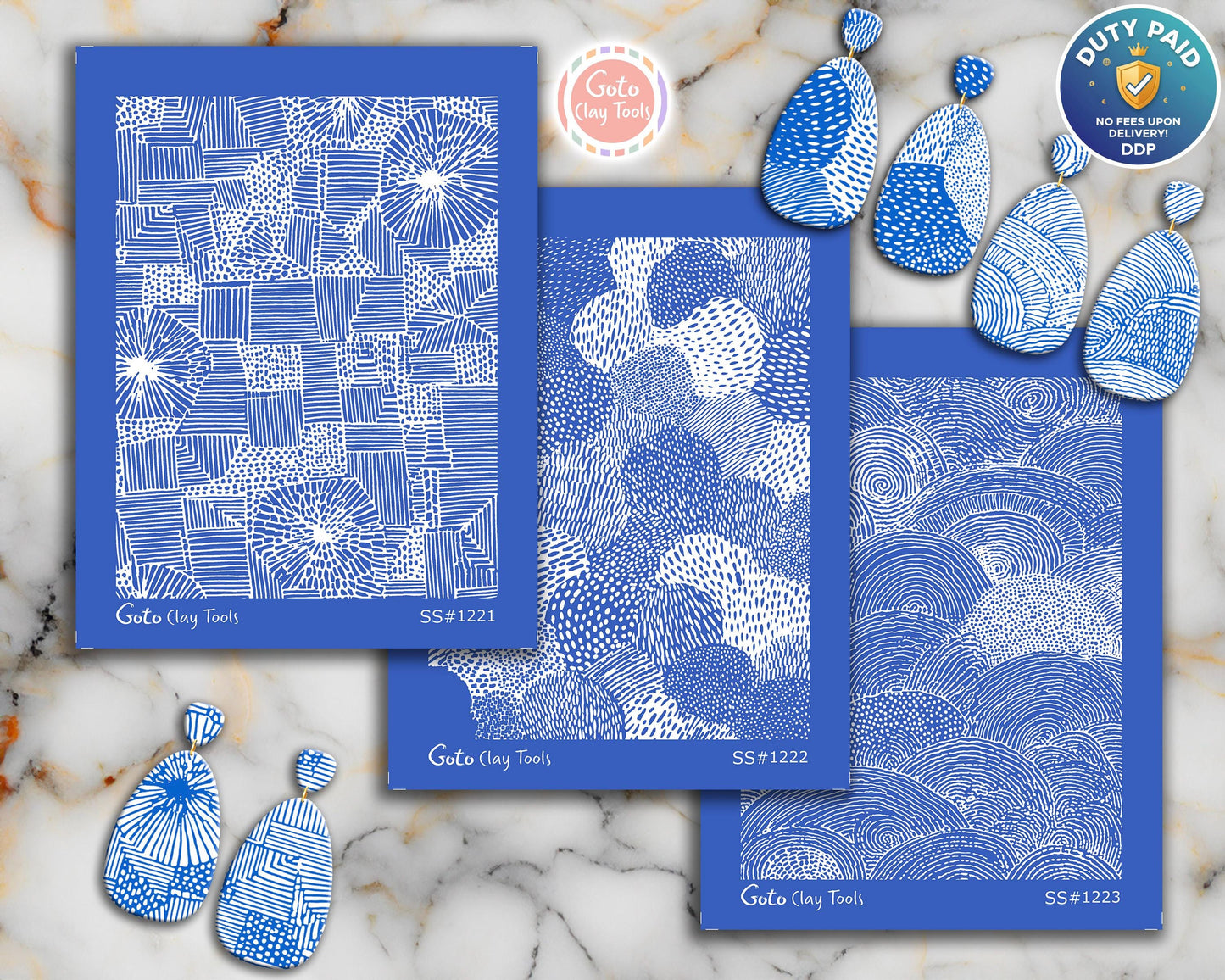 Abstract Patchwork & Organic Line Silkscreen for Polymer Clay | Hand Drawn Block Texture Print Screen 9.5×12.5 cm #SS26-11