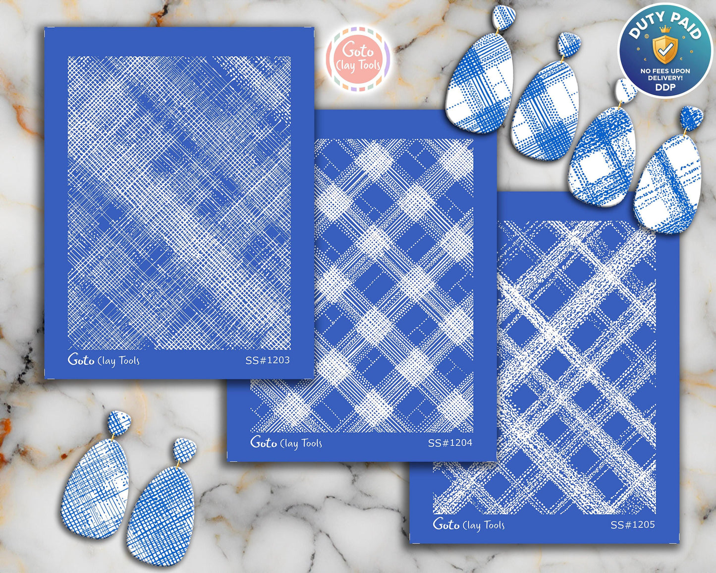 Textured Crosshatch Plaid Silk Screens for Polymer Clay | Distressed Textile Pattern | 9.5 x 12.5 cm Printable #SS26-5