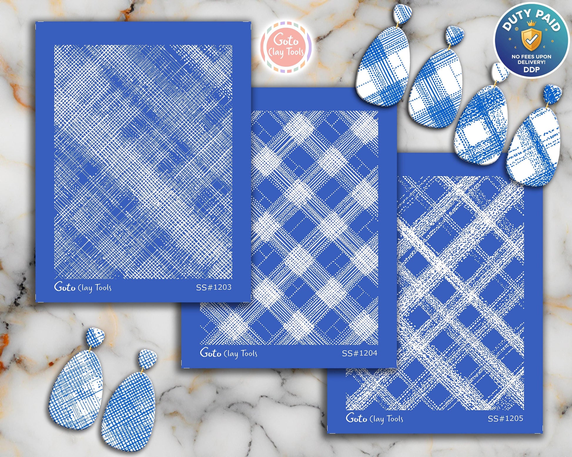 Textured Crosshatch Plaid Silk Screens for Polymer Clay | Distressed Textile Pattern | 9.5 x 12.5 cm Printable #SS26-5