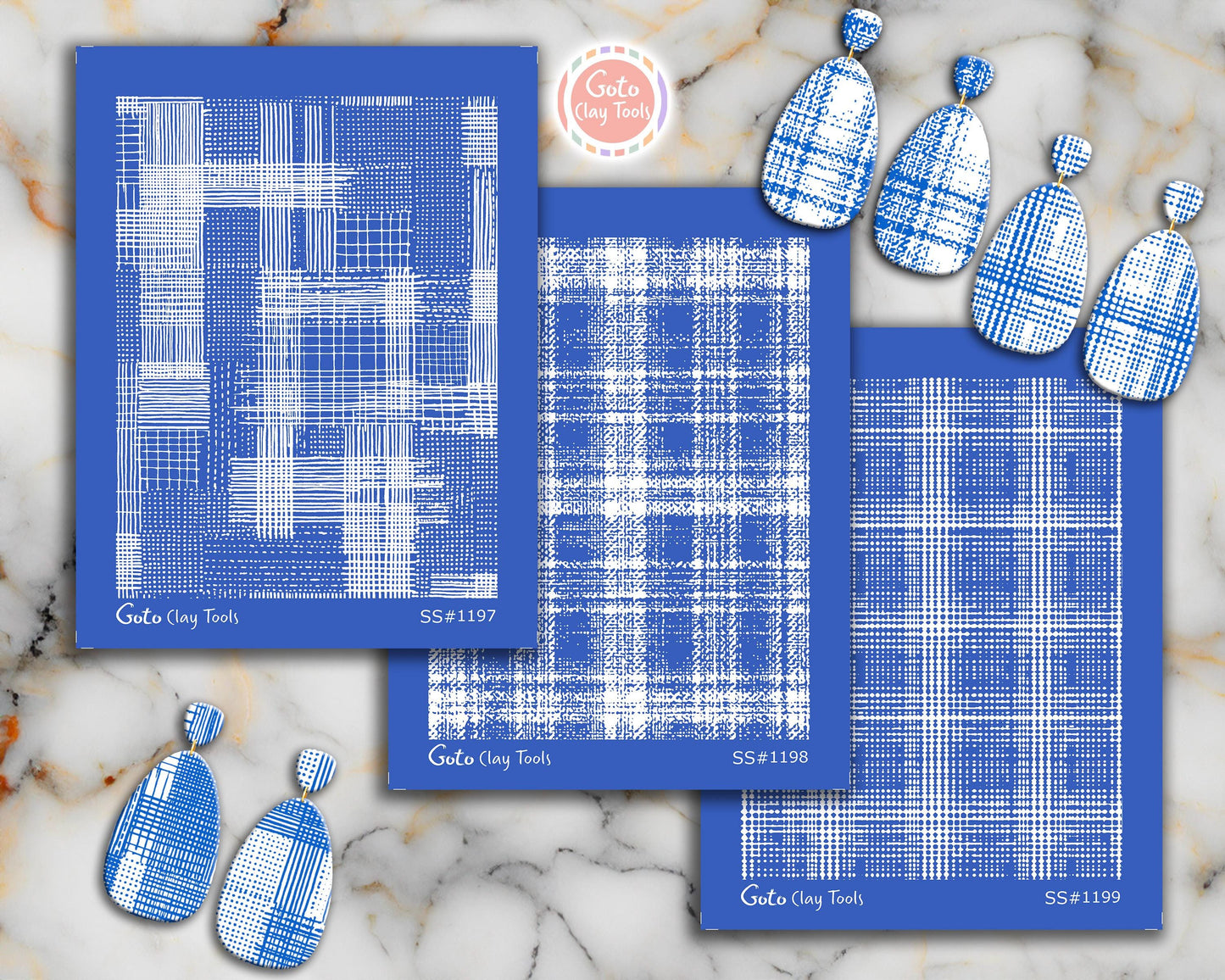 Abstract Plaid Texture Silk Screens for Polymer Clay | Woven Grid Line Pattern | 9.5 x 12.5 cm Printable #SS26-3