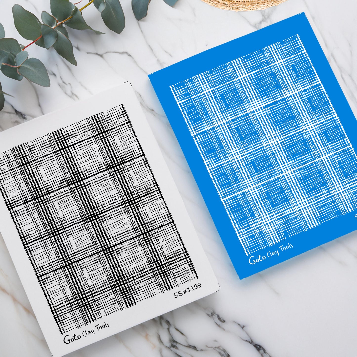 Abstract Plaid Texture Silk Screens for Polymer Clay | Woven Grid Line Pattern | 9.5 x 12.5 cm Printable #SS26-3