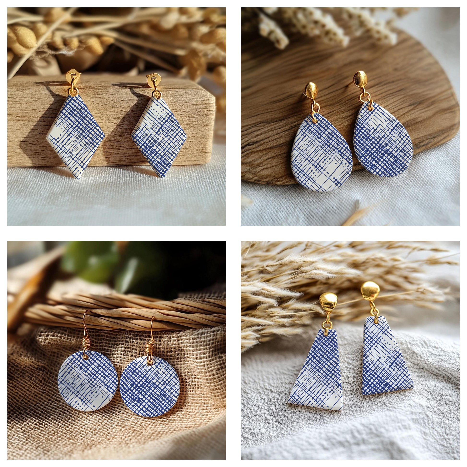 Textured Crosshatch Plaid Silk Screens for Polymer Clay | Distressed Textile Pattern | 9.5 x 12.5 cm Printable #SS26-5