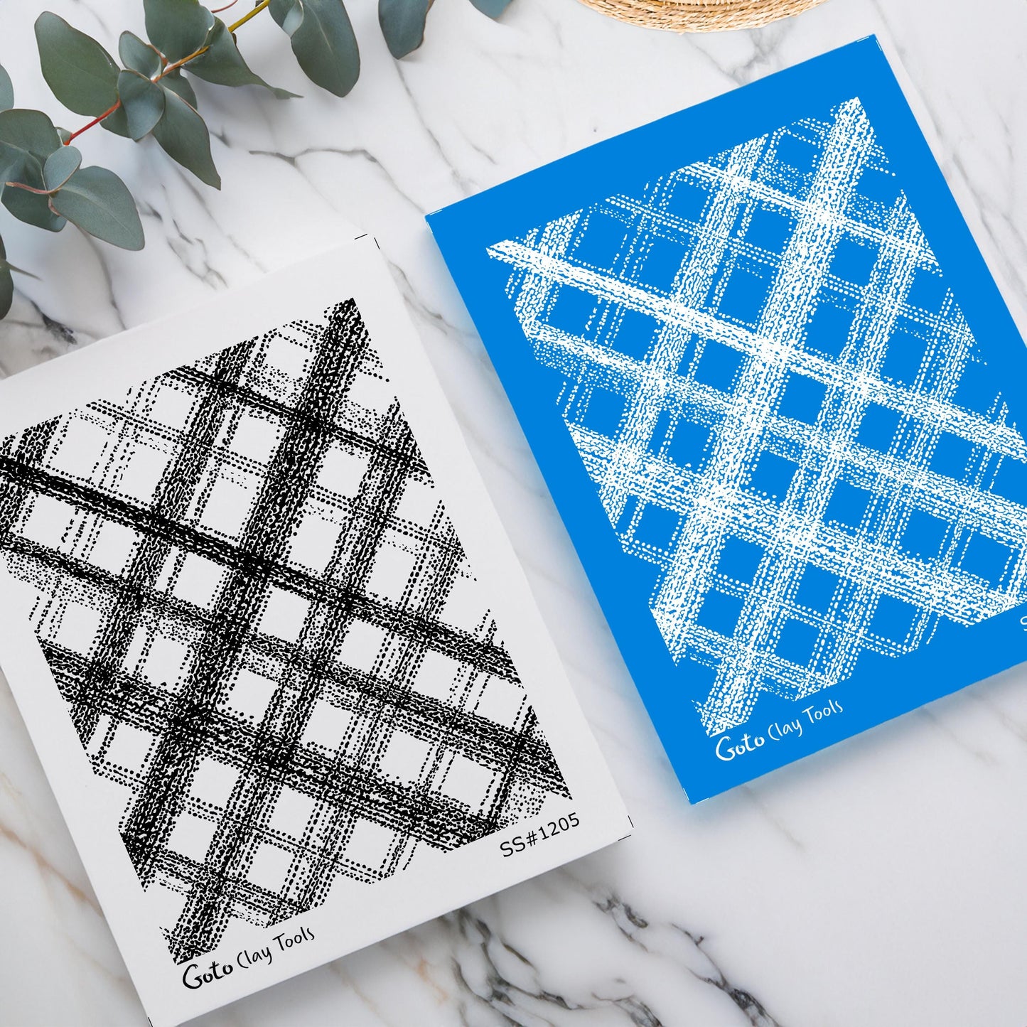 Textured Crosshatch Plaid Silk Screens for Polymer Clay | Distressed Textile Pattern | 9.5 x 12.5 cm Printable #SS26-5